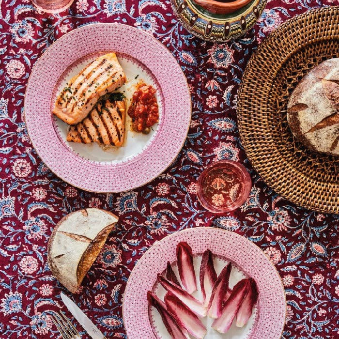 Maroon, Blue & Pink Floral Tablebloth | Casa By JJ