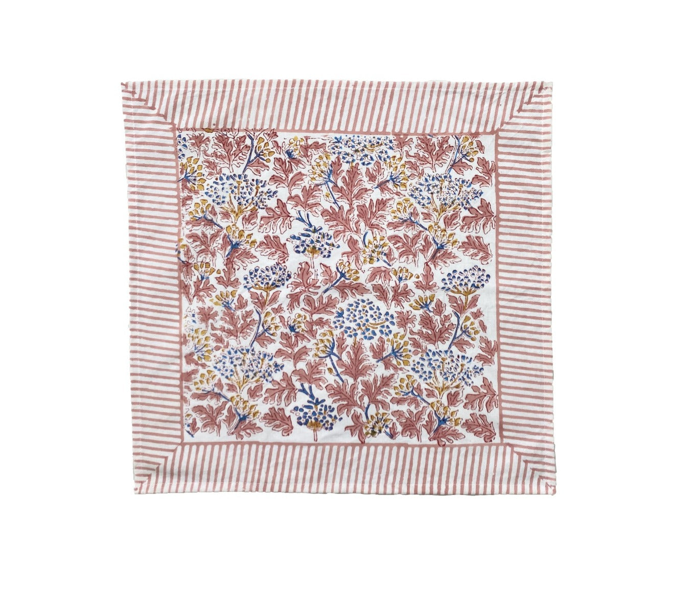 Kelpie Block Print Cotton Napkin in Pink and Blue