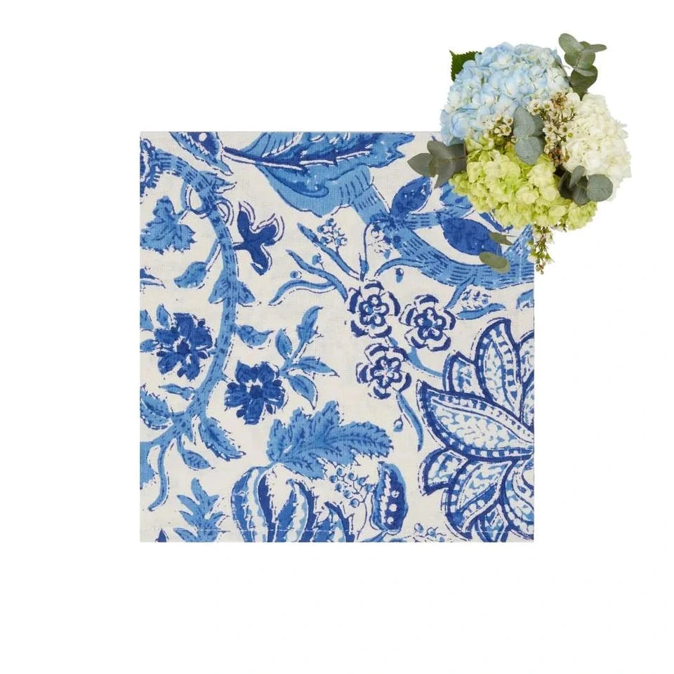 Set of 4 Blue & White Floral Table Napkins | Cass By JJ