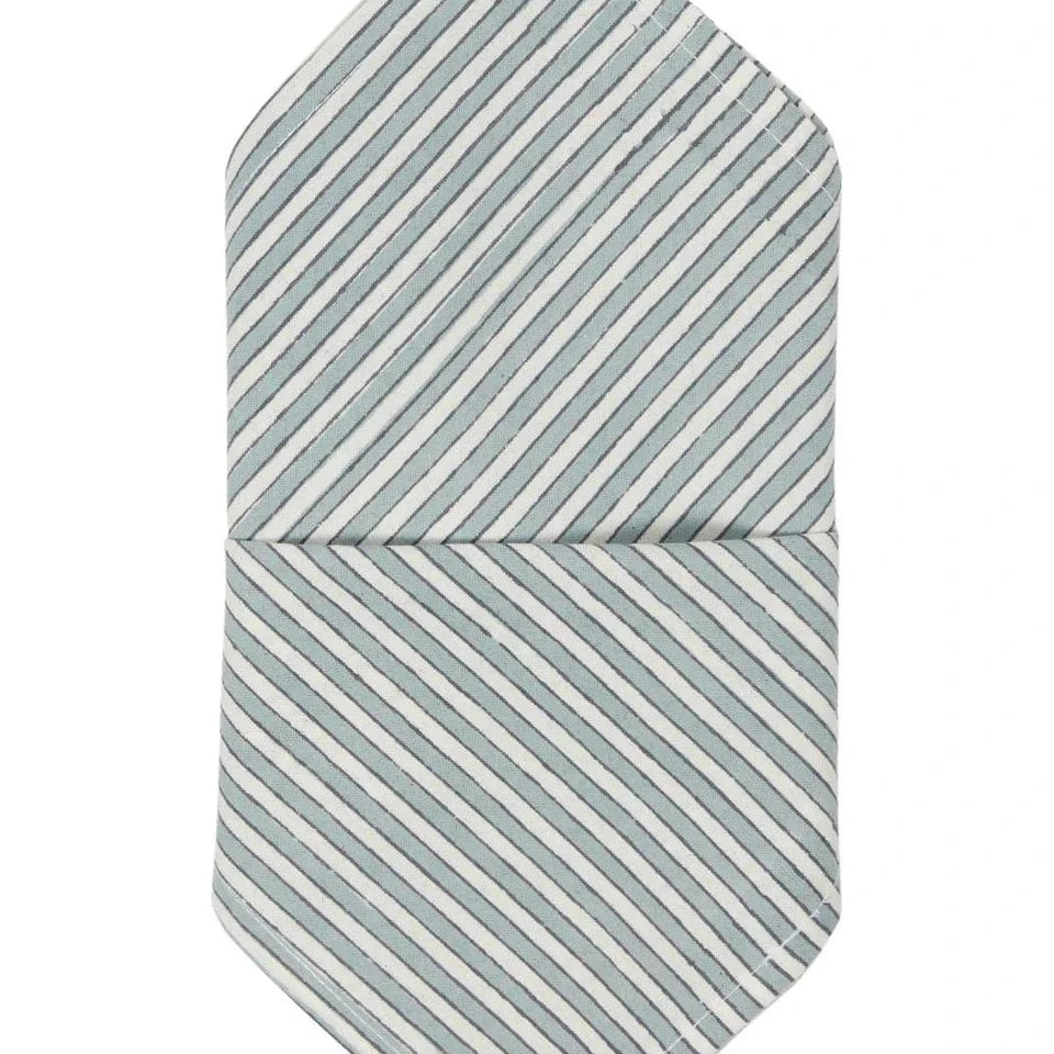 Set of 4 Blue & White Striped Table Napkins | Cass By JJ