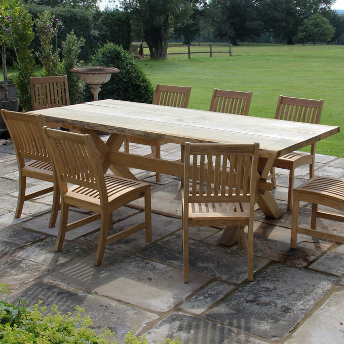 Solid Oak Crossed Leg Garden Table