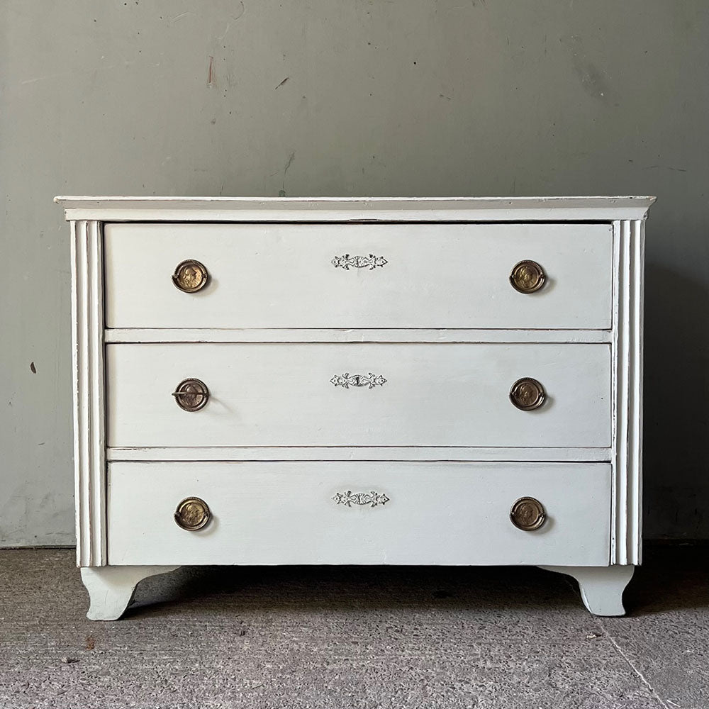  Antique Painted Chest In Neo-Classical Style Cream Grey