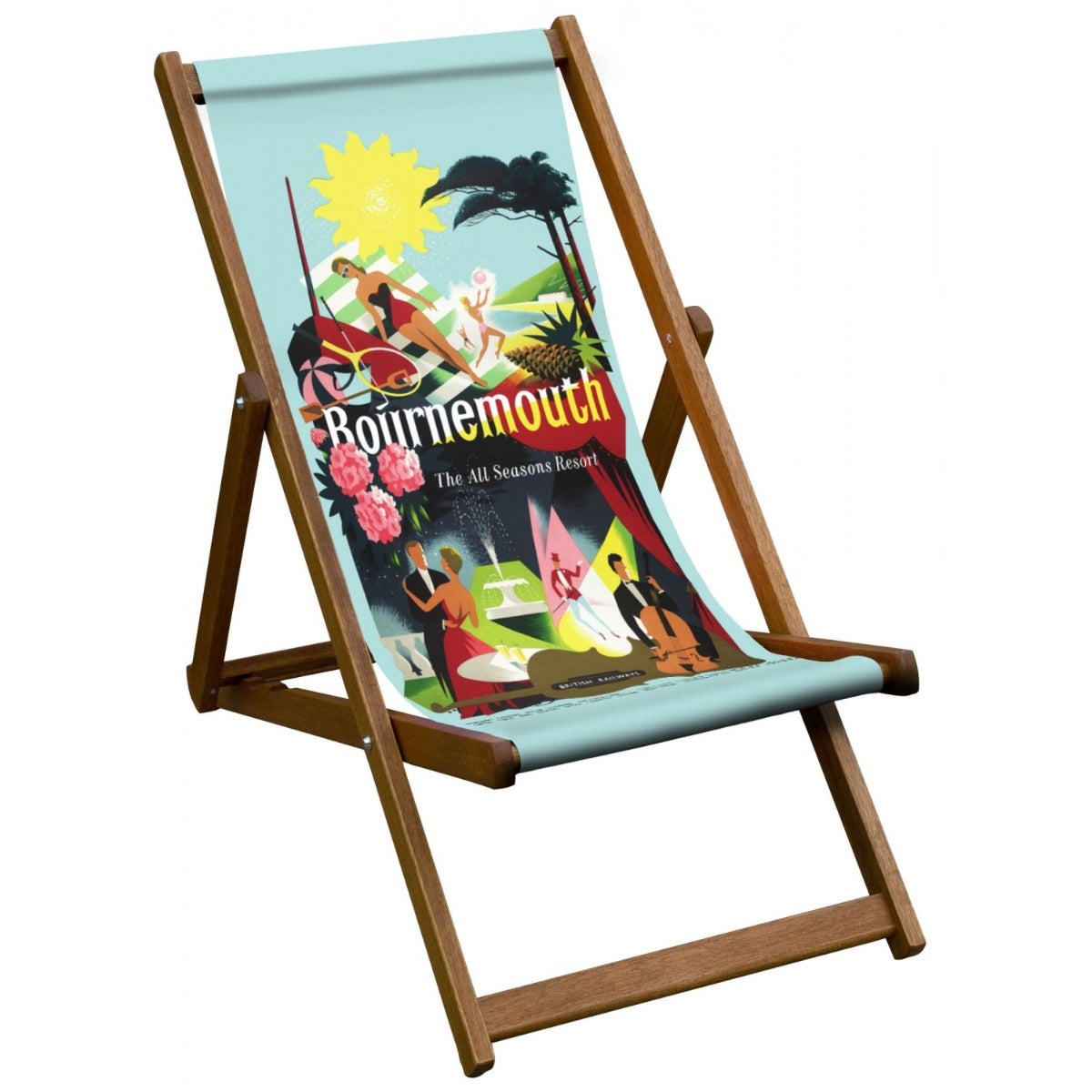 Vintage Inspired Wooden Deckchair- Bournemouth- National Railway Museum Poster