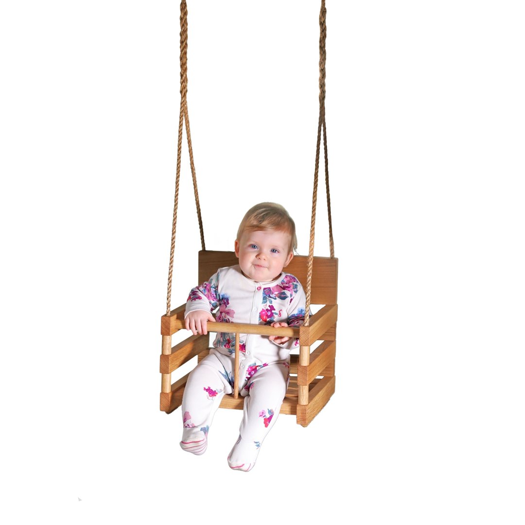 Solid Oak Personalised Baby Swing | Oak & Rope Company