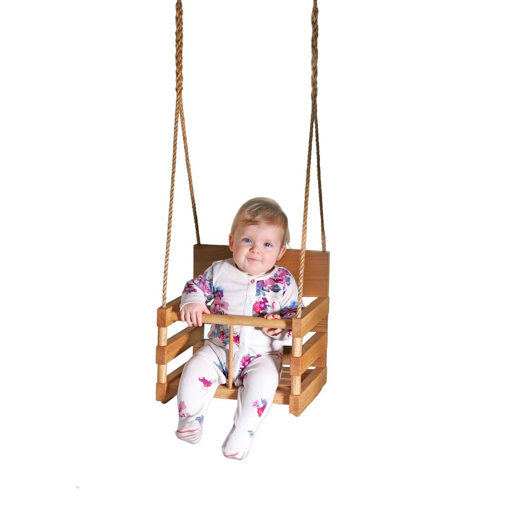 Solid Oak Personalised Baby Swing | Oak & Rope Company