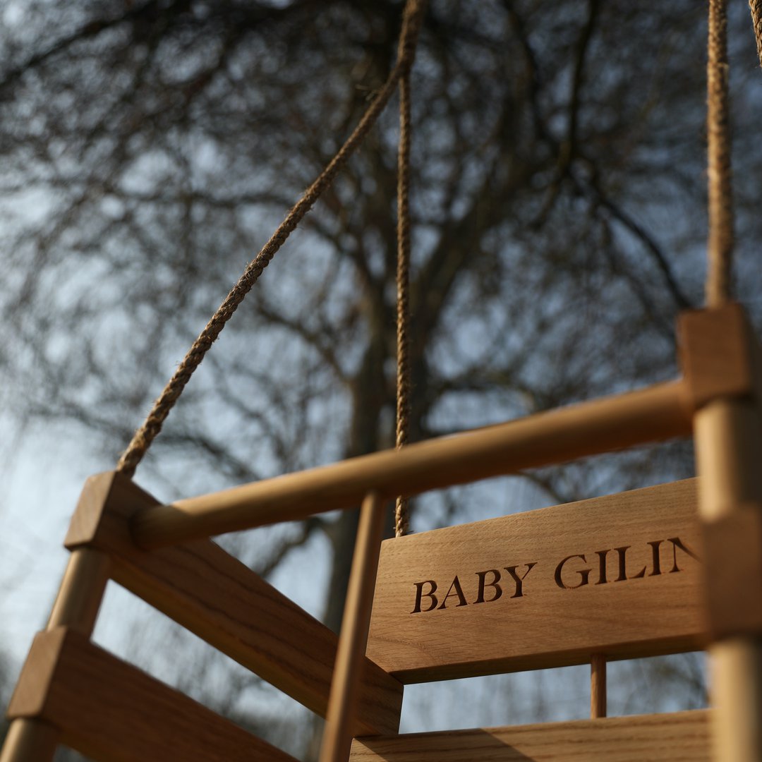 Solid Oak Personalised Baby Swing | Oak & Rope Company