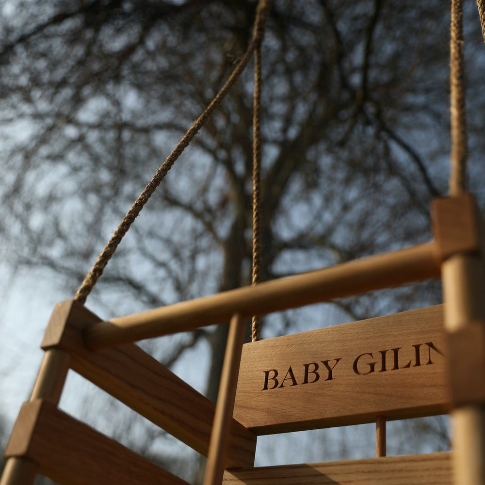 Solid Oak Personalised Baby Swing | Oak & Rope Company