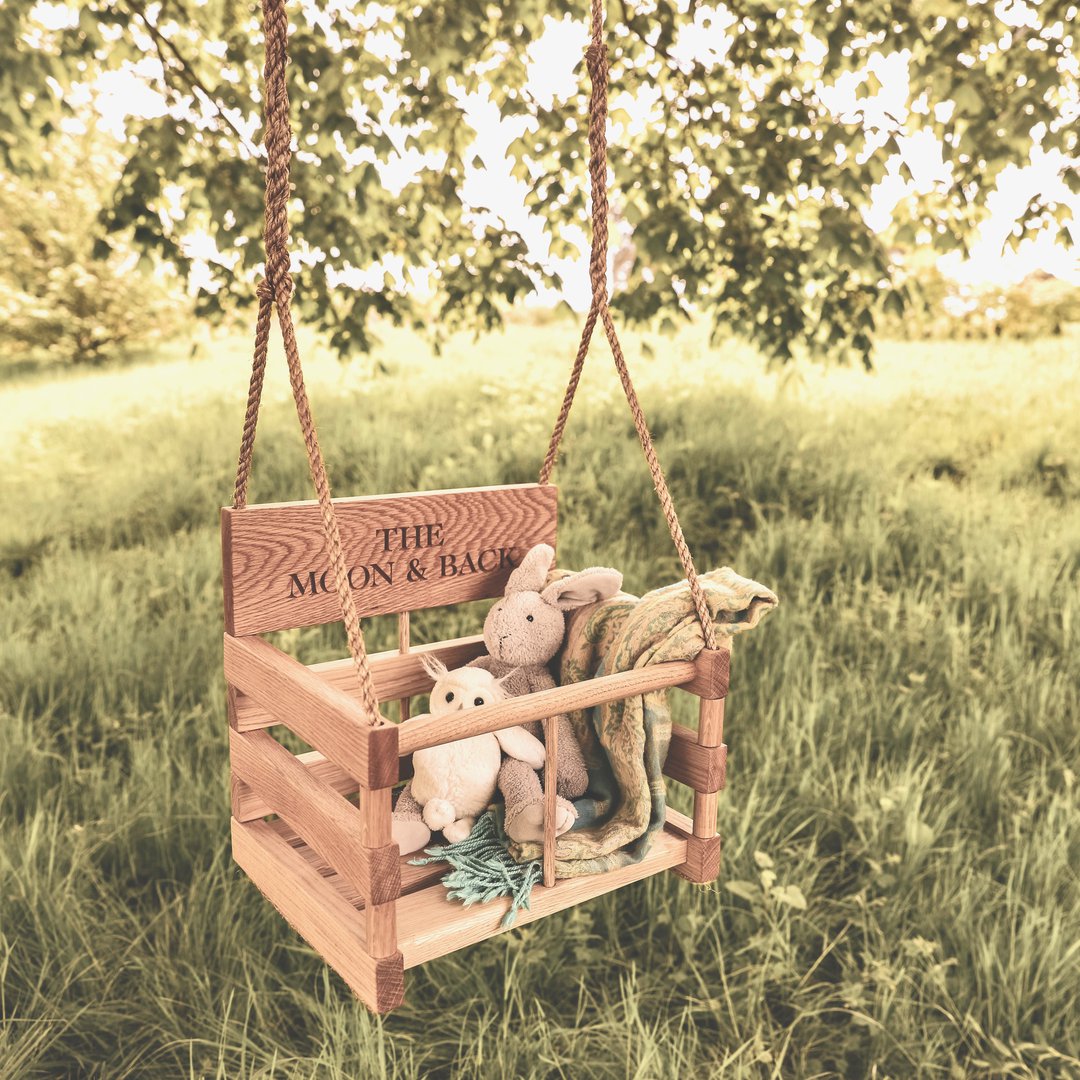 Solid Oak Personalised Baby Swing | Oak & Rope Company