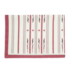 Red, Cream and Green Striped Tablecloth