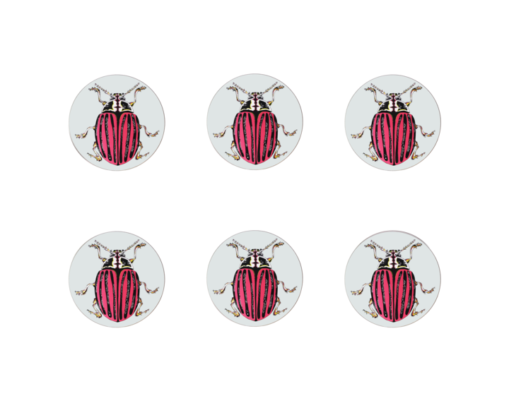 Ophelia Coasters Set of 6 (Red Beatle)