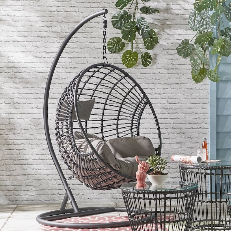 Indoor Outdoor Black Hanging Egg Chair 