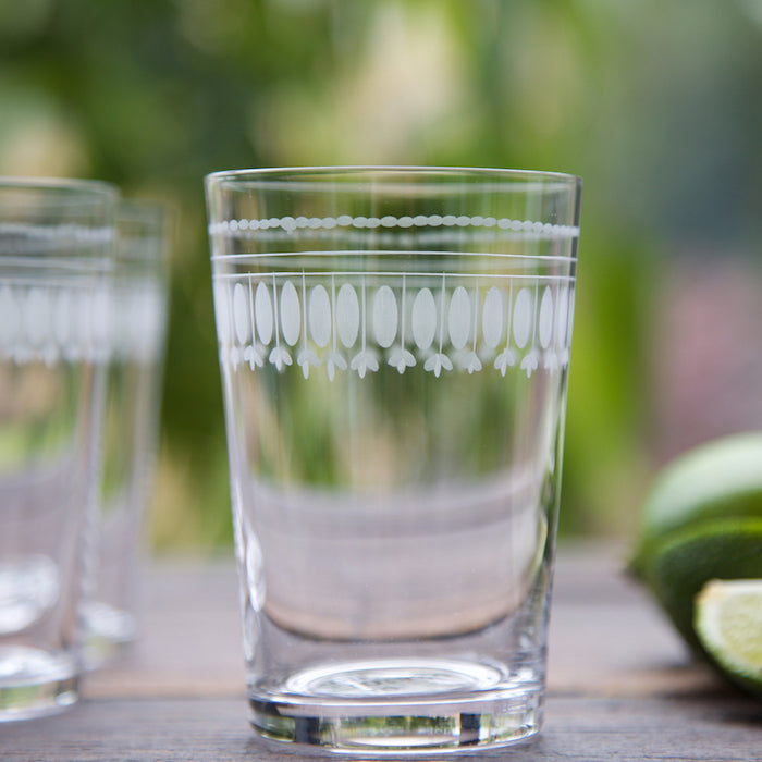 Set of 6 Crystal Tumblers with Oval Design