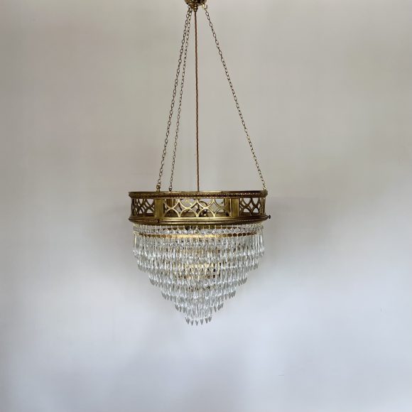 Pair of Bespoke Brass Waterfall Chandeliers 