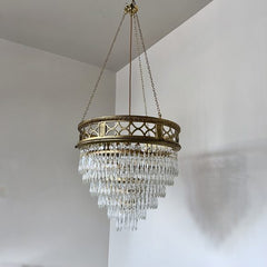 Pair of Bespoke Antique Brass Waterfall Chandeliers