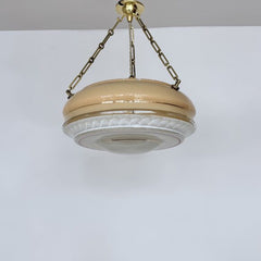 Peach Glass Diffuser Pendant Shade with Decorative Gold Bands