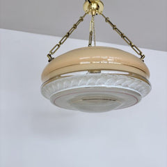 Peach Glass Diffuser Pendant Shade with Decorative Gold Bands