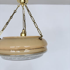 Peach Glass Diffuser Pendant Shade with Decorative Gold Bands