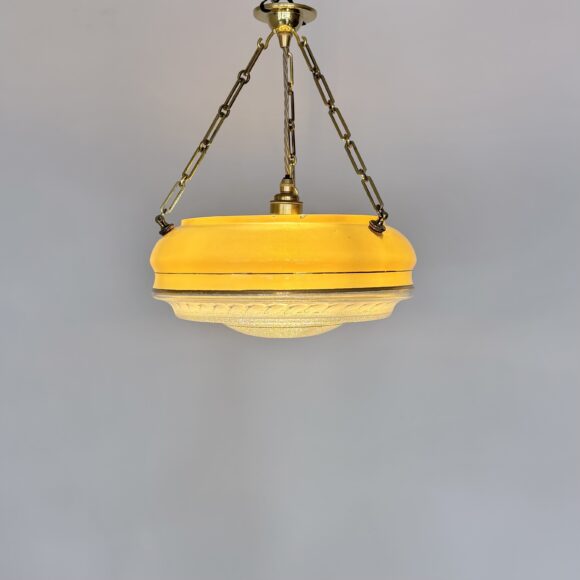 Peach Glass Diffuser Pendant Shade with Decorative Gold Bands