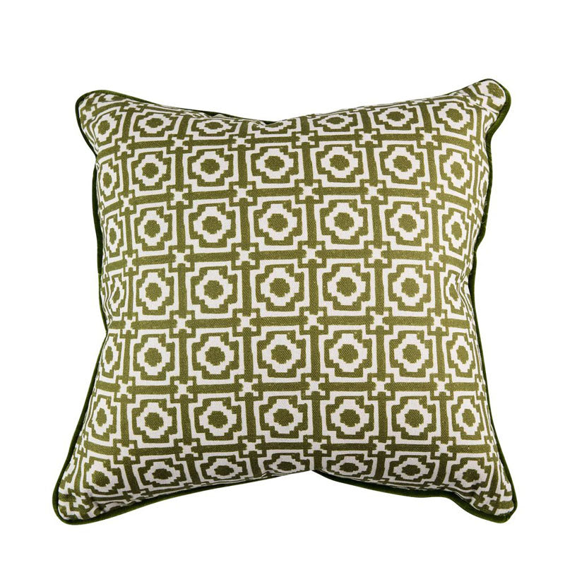 Alotablots' Cushion in Peridot Green with Peridot Velvet Back & Piping- Kelling Home