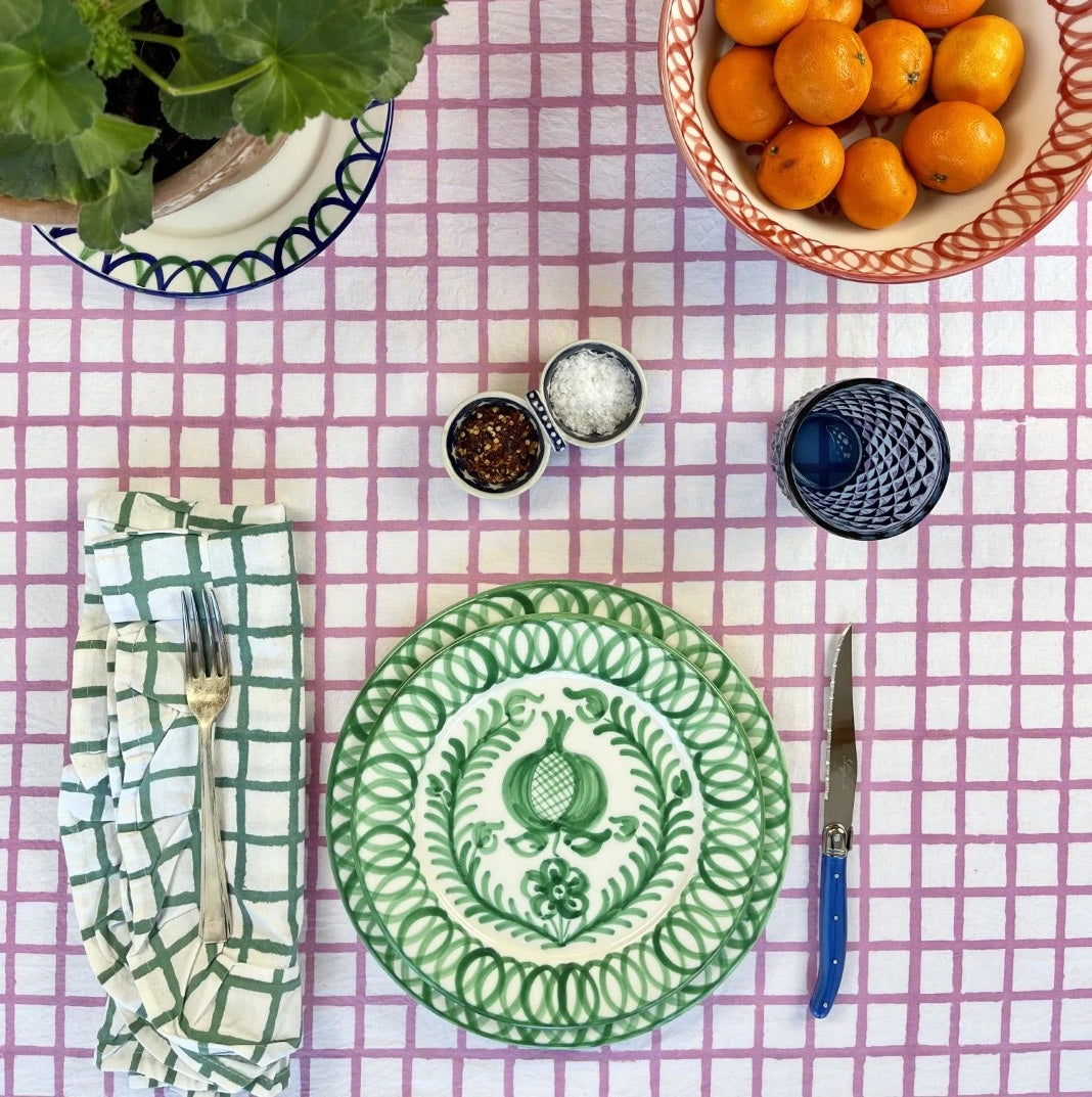 Pink Ruffle Check Tablecloth 