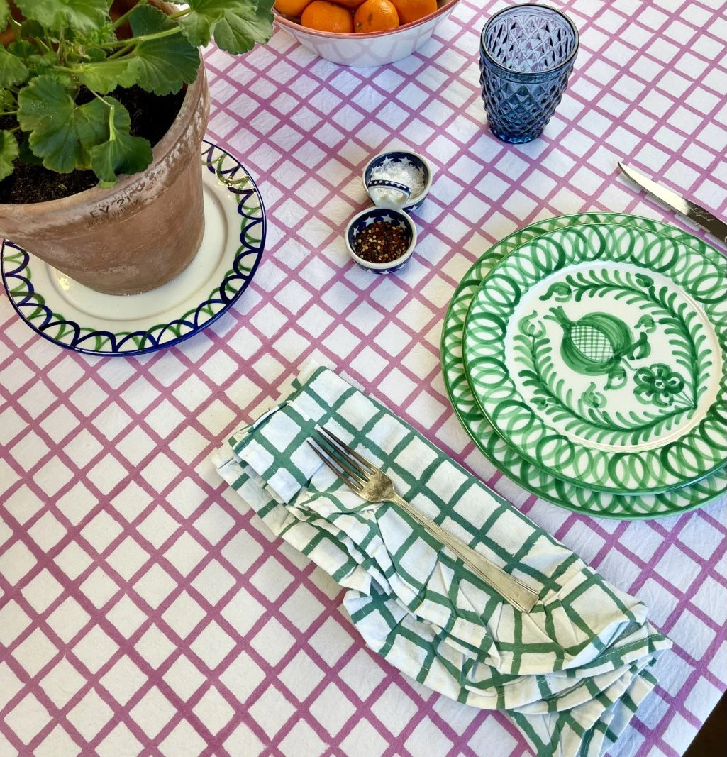 Ruffle Pink Check Tablecloth