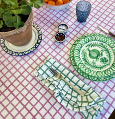 Ruffle Pink Check Tablecloth