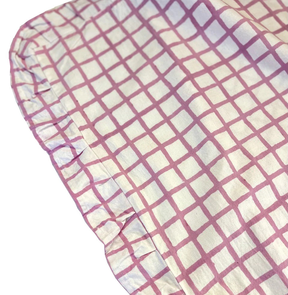 Ruffle Pink Check Tablecloth