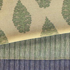 Laibik' Large Print Field Green & Natural Linen Fabric