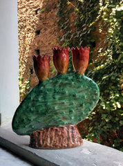 Handmade Prickly Pear Green Cactus Candle Holder