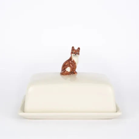 Fox Stoneware Butter Dish