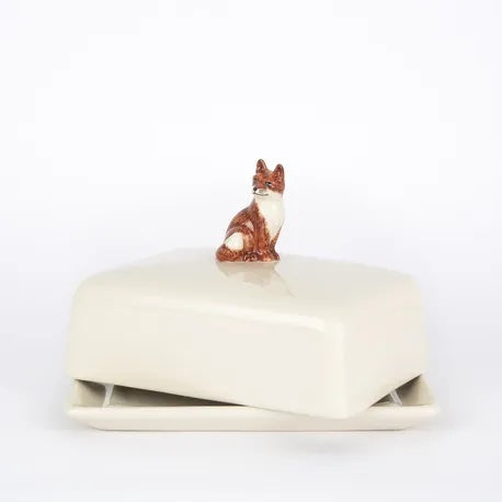 Fox Stoneware Butter Dish