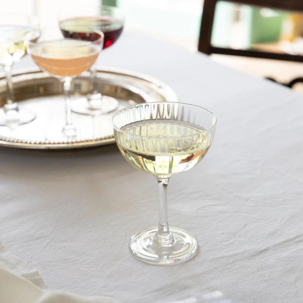 Set of 4 Crystal Champagne Saucers with Ripple Design | The Vintage List