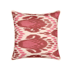 Luxury Silk Square Burgundy & Magenta Ikat Cushion