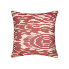 Luxury Silk Square Burnt Red & Cream Ikat Cushion