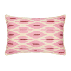 Luxury Silk Rectangular Pink & Cream Ikat Cushion