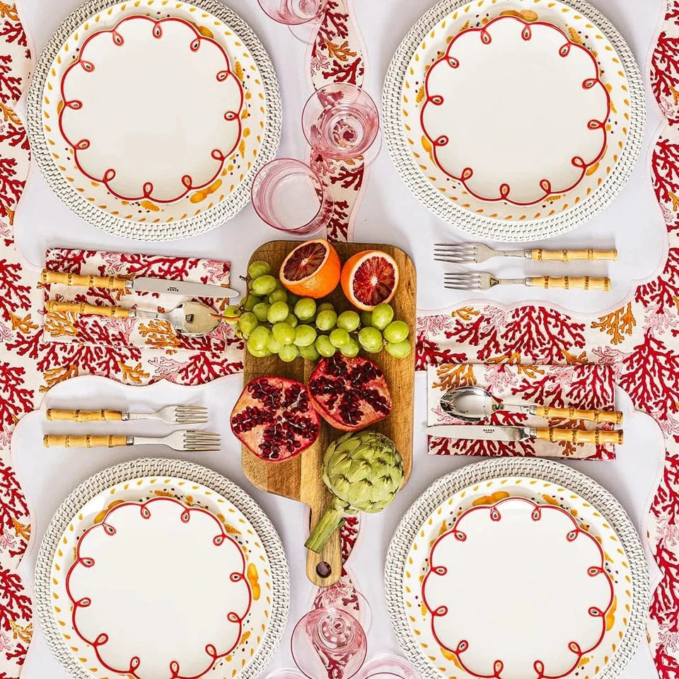 Set of 4 Pink, Red & Amber Coral Napkins | Cass By JJ