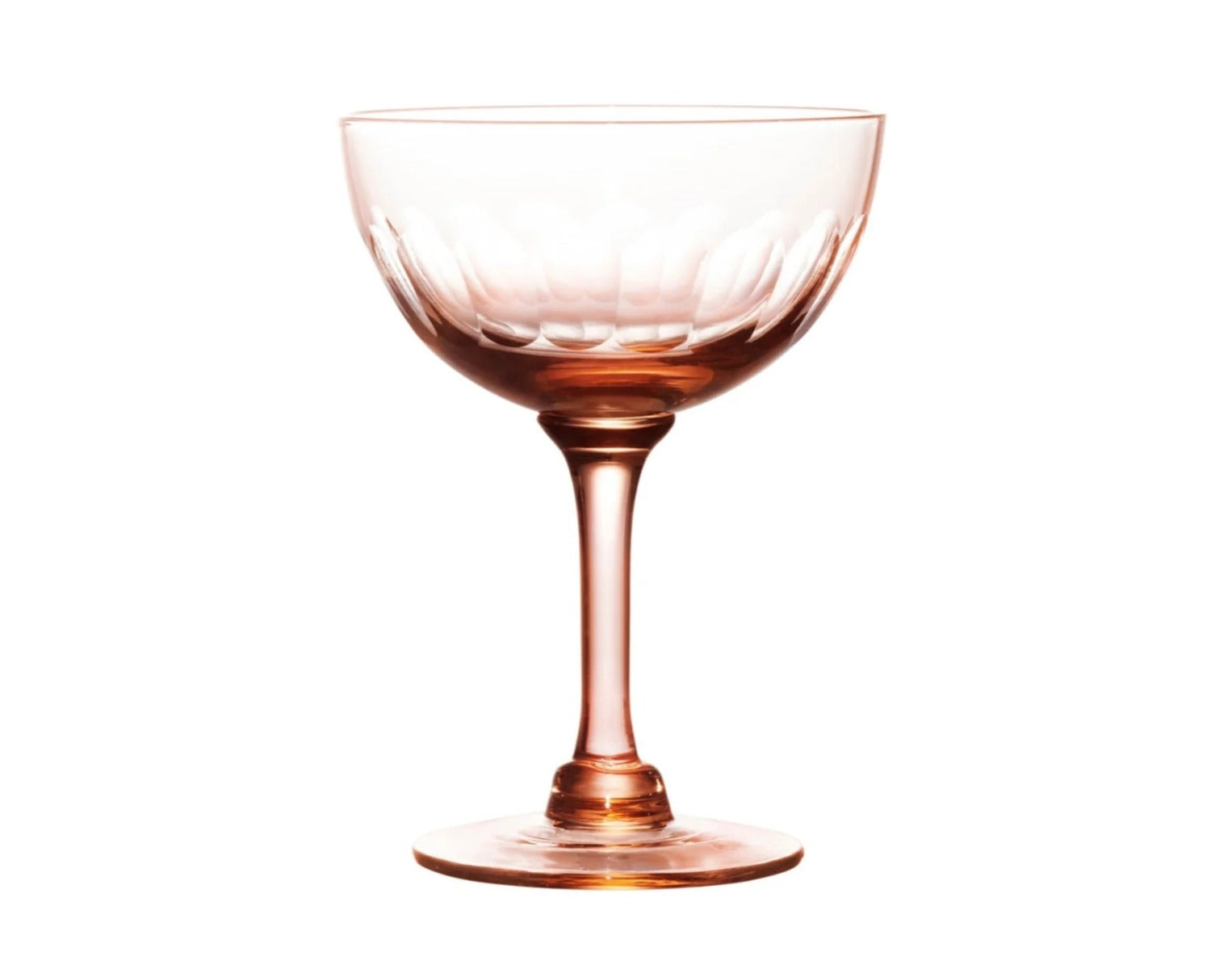 Set of 4 Rose Coloured 'Lens' Champagne Saucers