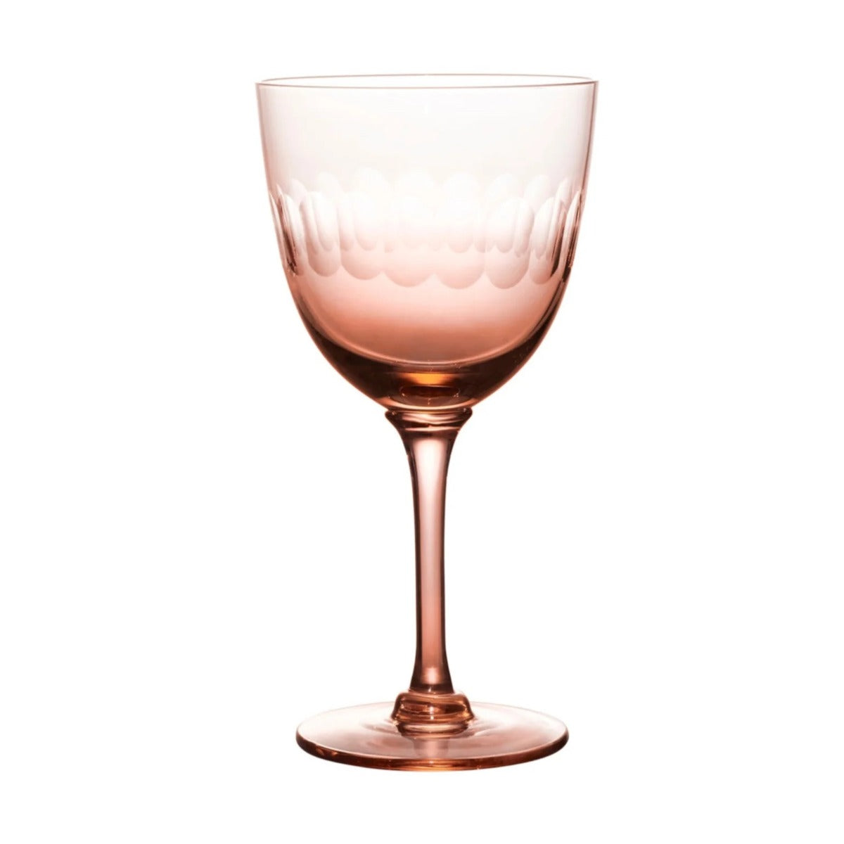 Set of 4 Rose Coloured 'Lens' Wine Glasses