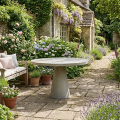 Solid Concrete Round Garden Table- Natural