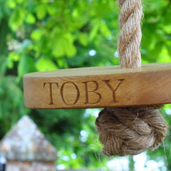 Solid Oak Personalised Round Swing | Oak & Rope Company