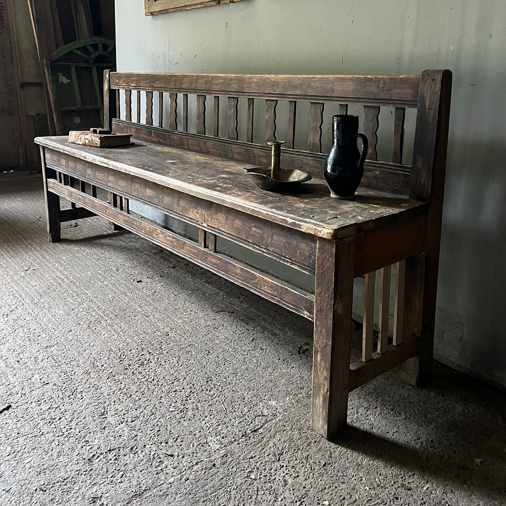 Rustic Antique Pine And Oak Bench