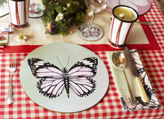 Monarch' Green, Pink & Black Butterfly Patterned Napkin