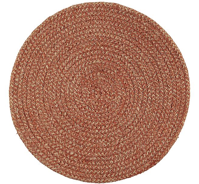 Set of 4 Handwoven Jute Placemats in Brick Dust Orange