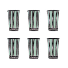 The Tiger Lily Set of 6 Green, Black and Pink Handmade Tumblers
