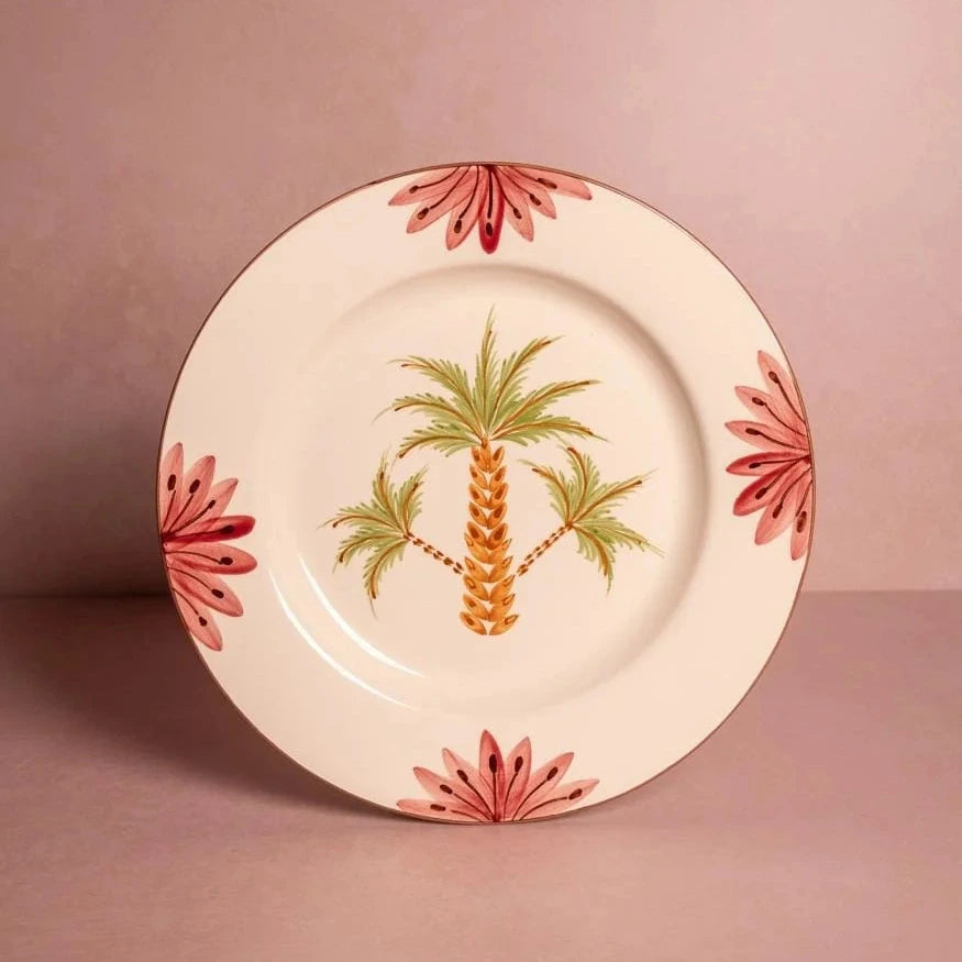 Set of 4 Hand-painted Palm Tree Motif Side Plates | Casa by JJ