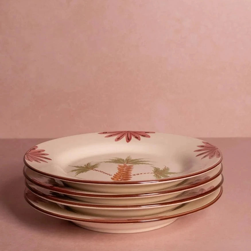 Set of 4 Hand-painted Palm Tree Motif Side Plates | Casa by JJ