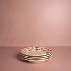 Set of 4 Hand-painted Pink & Blue Floral Side Plates | Casa by JJ
