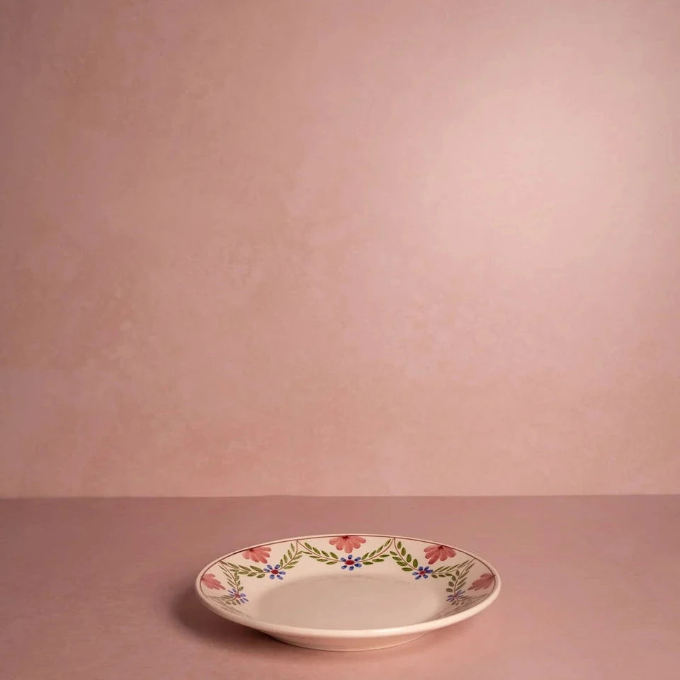 Set of 4 Hand-painted Pink & Blue Floral Side Plates | Casa by JJ