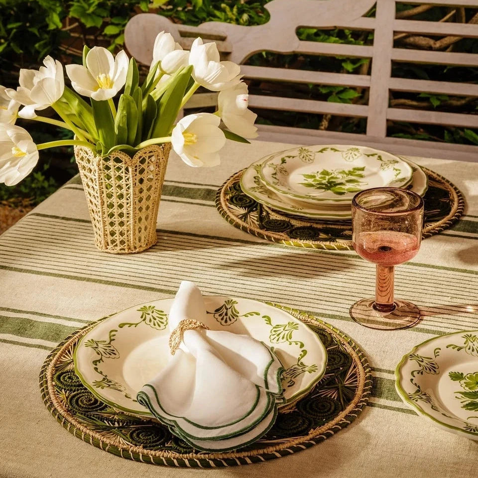 Set of 4 Hand-painted Green Shell Side Plates | Casa by JJ