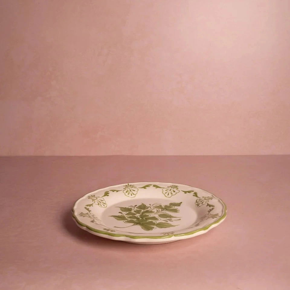 Set of 4 Hand-painted Green Shell Side Plates | Casa by JJ